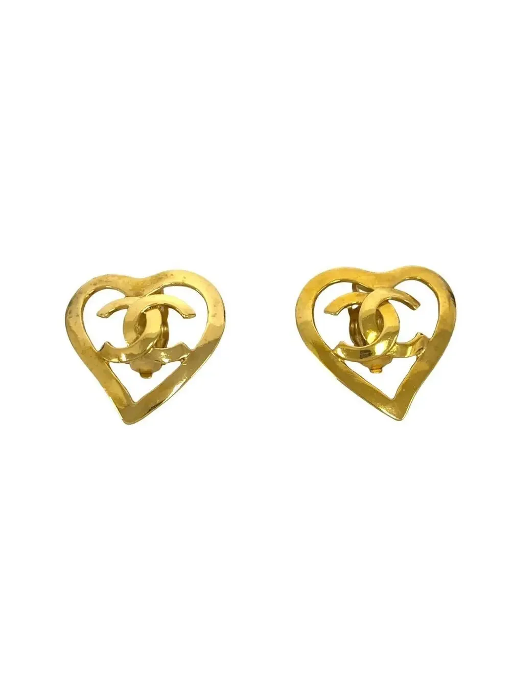 Chanel Cc Logo Heart Clip-On Earrings #299660C10B